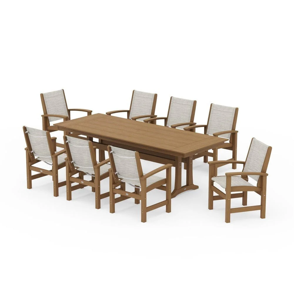 POLYWOOD® - Coastal 9-Piece Farmhouse Dining Set with Trestle Legs - PWS1448-1 - Image 155