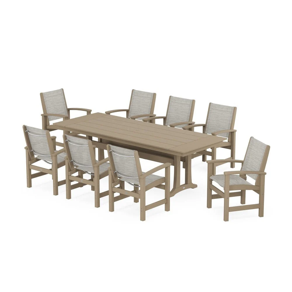 POLYWOOD® - Coastal 9-Piece Farmhouse Dining Set with Trestle Legs - PWS1448-1 - Image 17