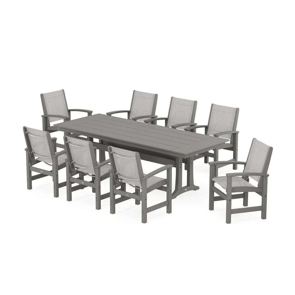 POLYWOOD® - Coastal 9-Piece Farmhouse Dining Set with Trestle Legs - PWS1448-1 - Image 2