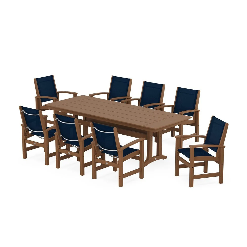 POLYWOOD® - Coastal 9-Piece Farmhouse Dining Set with Trestle Legs - PWS1448-1 - Image 22