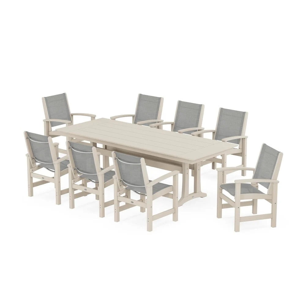 POLYWOOD® - Coastal 9-Piece Farmhouse Dining Set with Trestle Legs - PWS1448-1 - Image 30