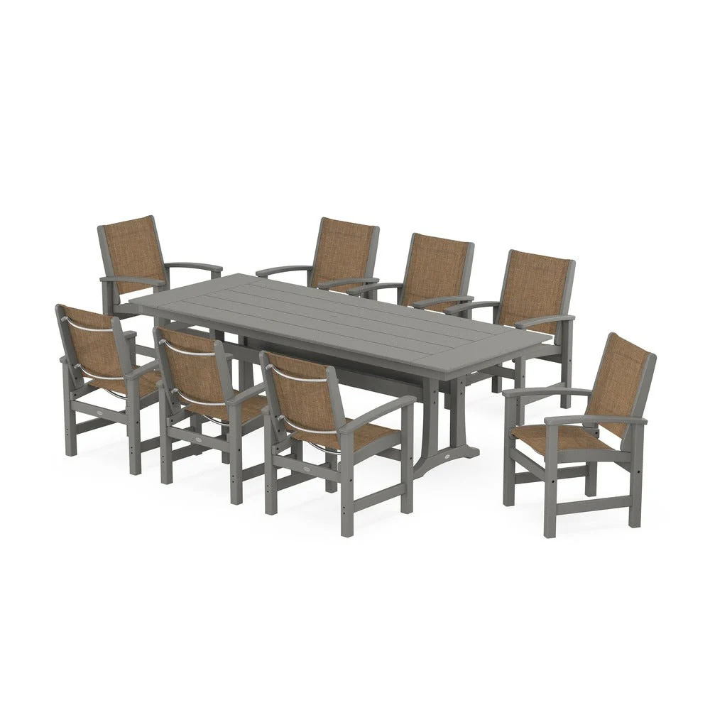 POLYWOOD® - Coastal 9-Piece Farmhouse Dining Set with Trestle Legs - PWS1448-1 - Image 33