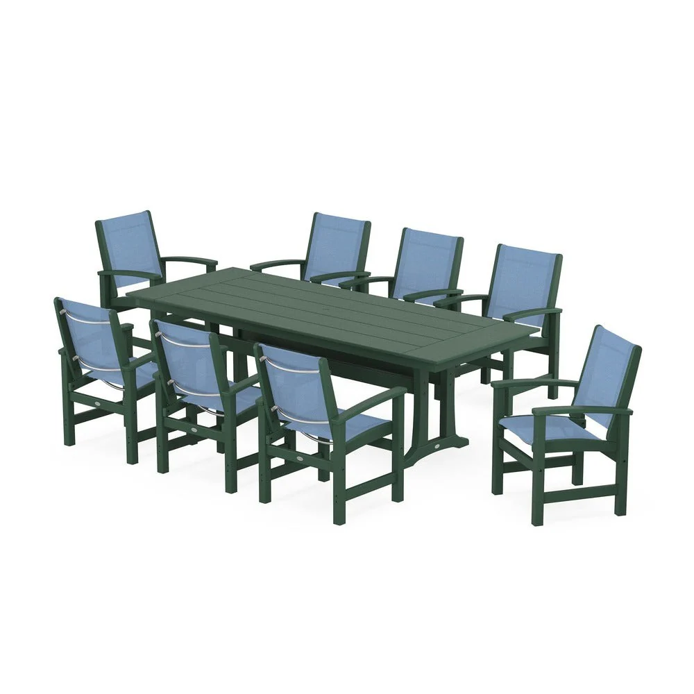 POLYWOOD® - Coastal 9-Piece Farmhouse Dining Set with Trestle Legs - PWS1448-1 - Image 5