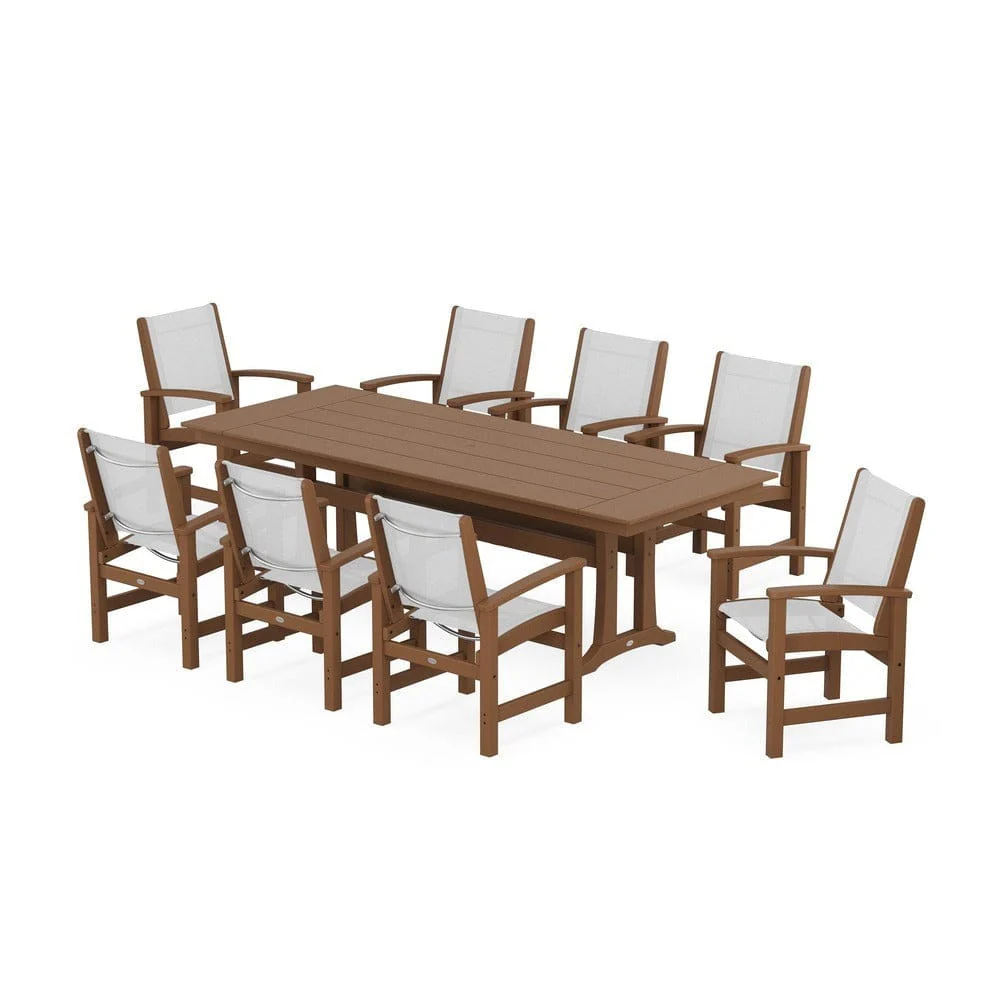 POLYWOOD® - Coastal 9-Piece Farmhouse Dining Set with Trestle Legs - PWS1448-1 - Image 58