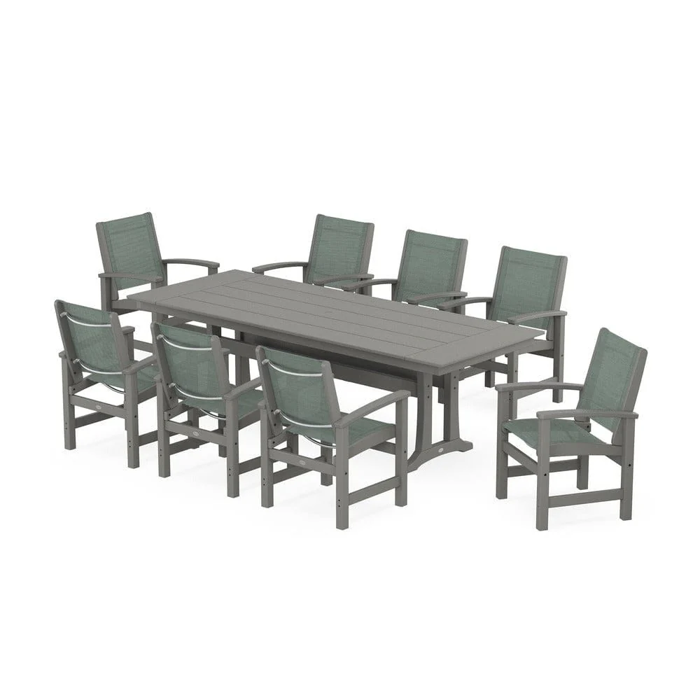 POLYWOOD® - Coastal 9-Piece Farmhouse Dining Set with Trestle Legs - PWS1448-1 - Image 59