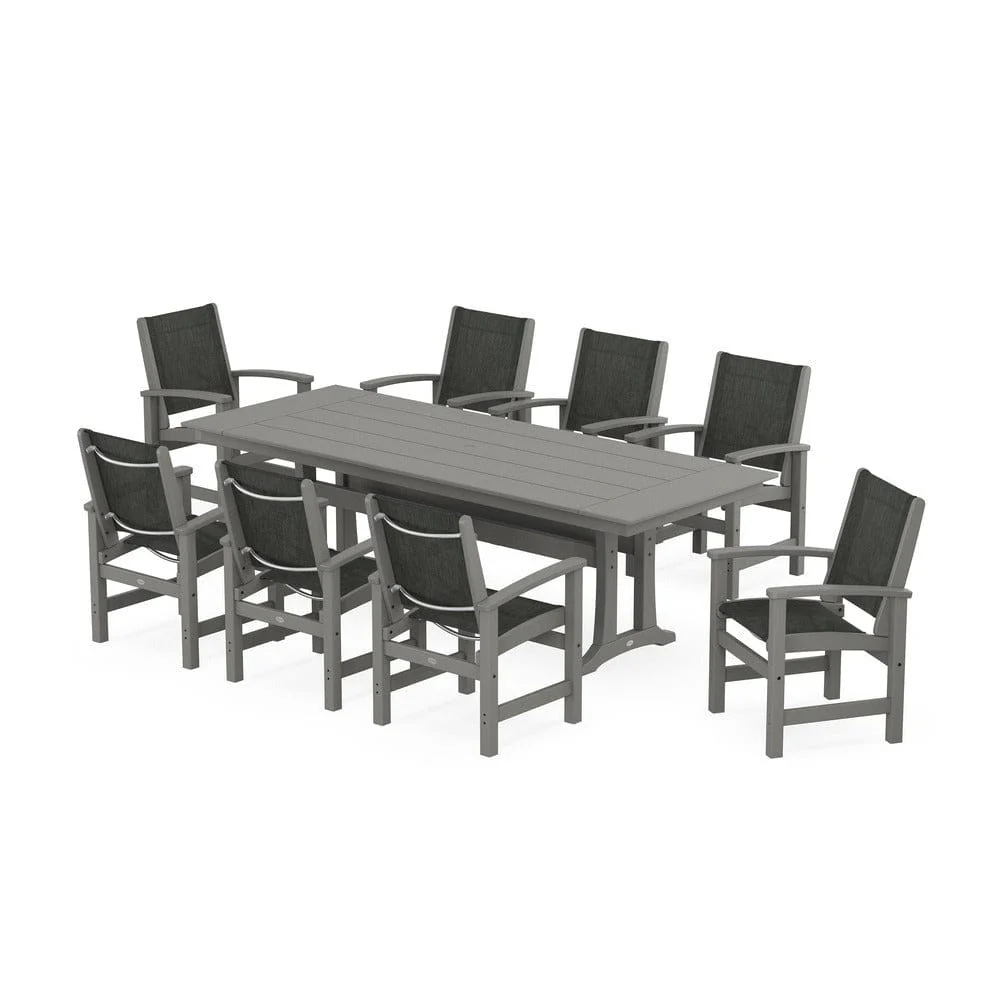 POLYWOOD® - Coastal 9-Piece Farmhouse Dining Set with Trestle Legs - PWS1448-1 - Image 60