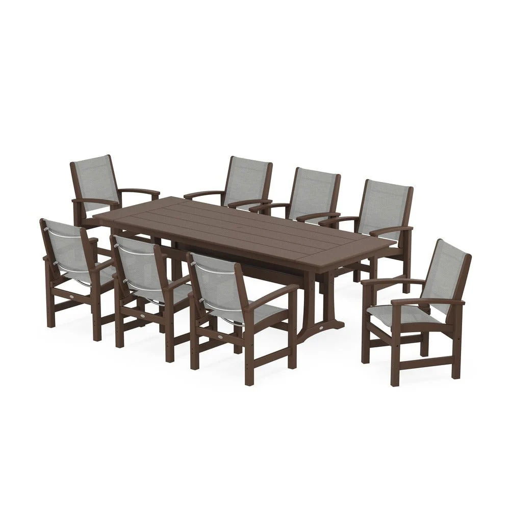 POLYWOOD® - Coastal 9-Piece Farmhouse Dining Set with Trestle Legs - PWS1448-1 - Image 7