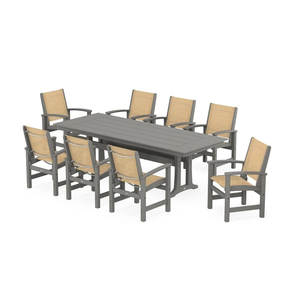 POLYWOOD® - Coastal 9-Piece Farmhouse Dining Set with Trestle Legs - PWS1448-1 - Image 76