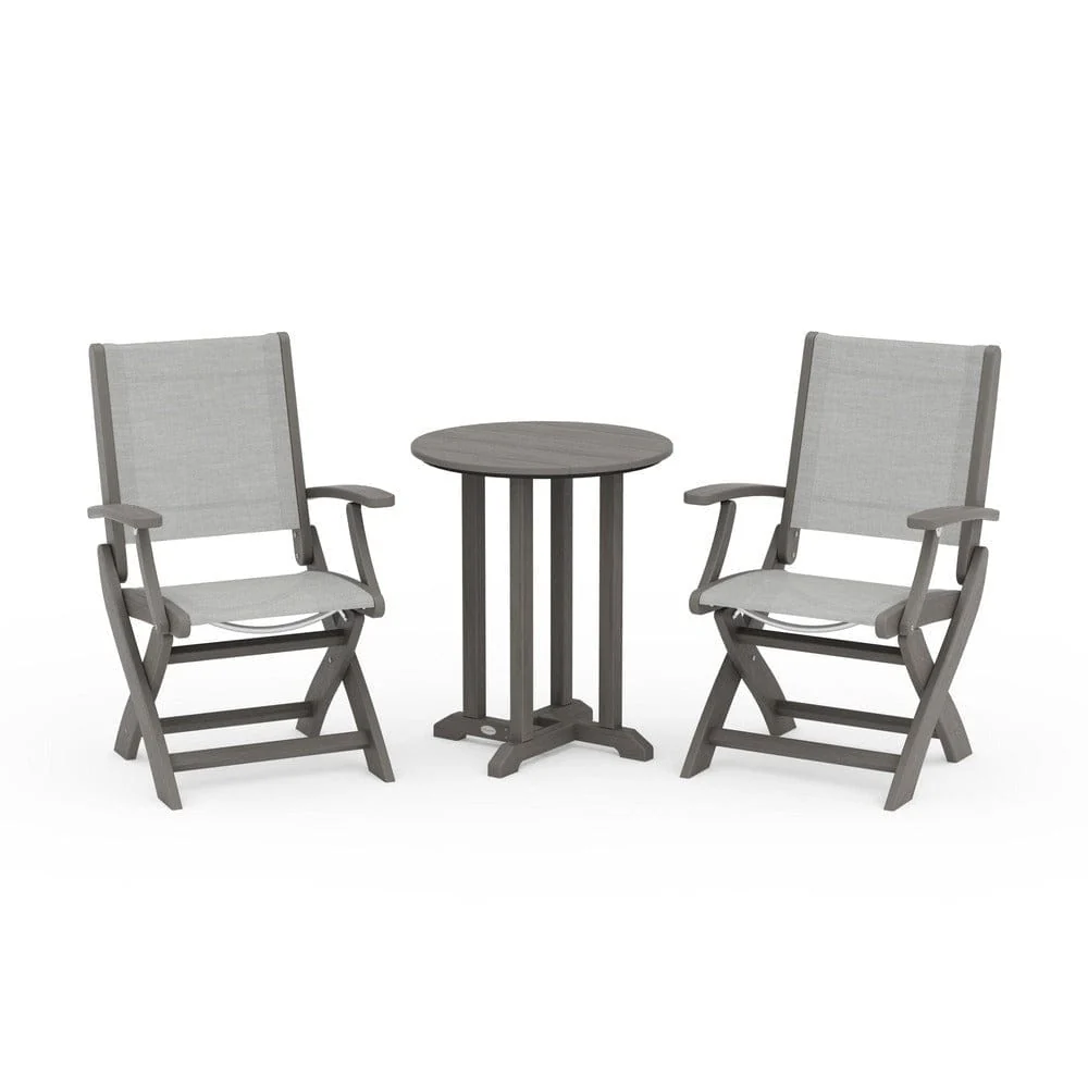 POLYWOOD® - Coastal Folding 3-Piece Round Bistro Dining Set - PWS1295 - Image 102