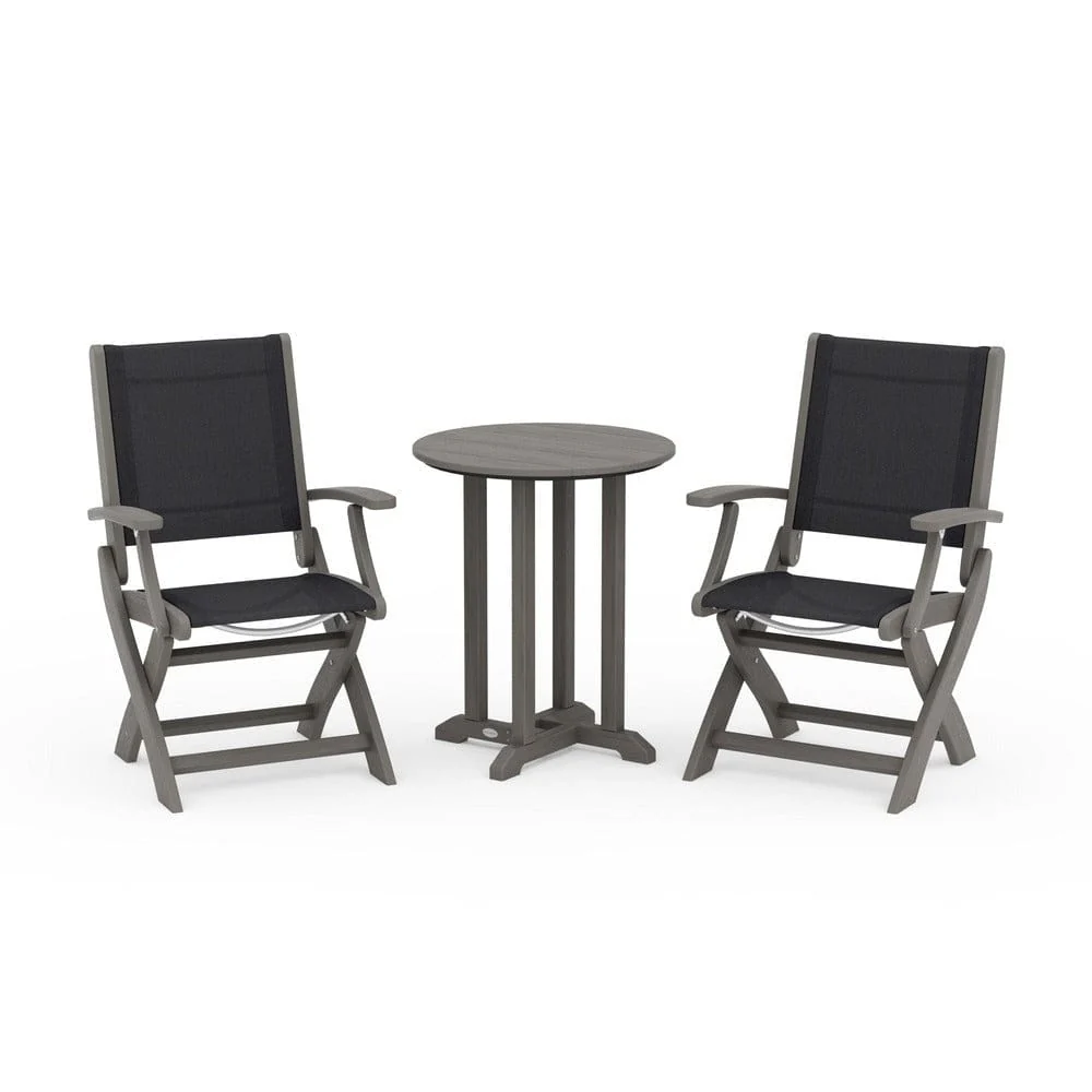 POLYWOOD® - Coastal Folding 3-Piece Round Bistro Dining Set - PWS1295 - Image 104