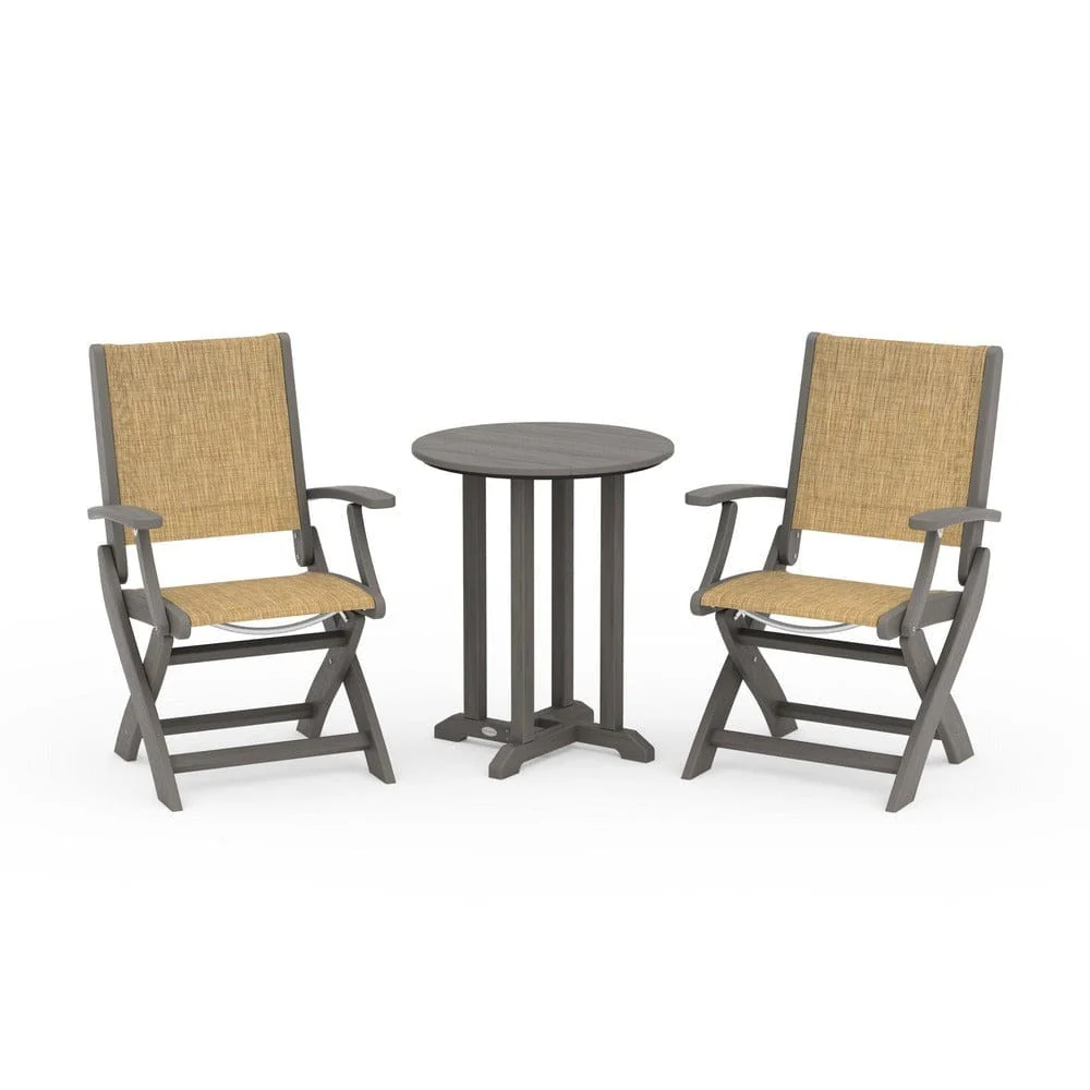 POLYWOOD® - Coastal Folding 3-Piece Round Bistro Dining Set - PWS1295 - Image 108