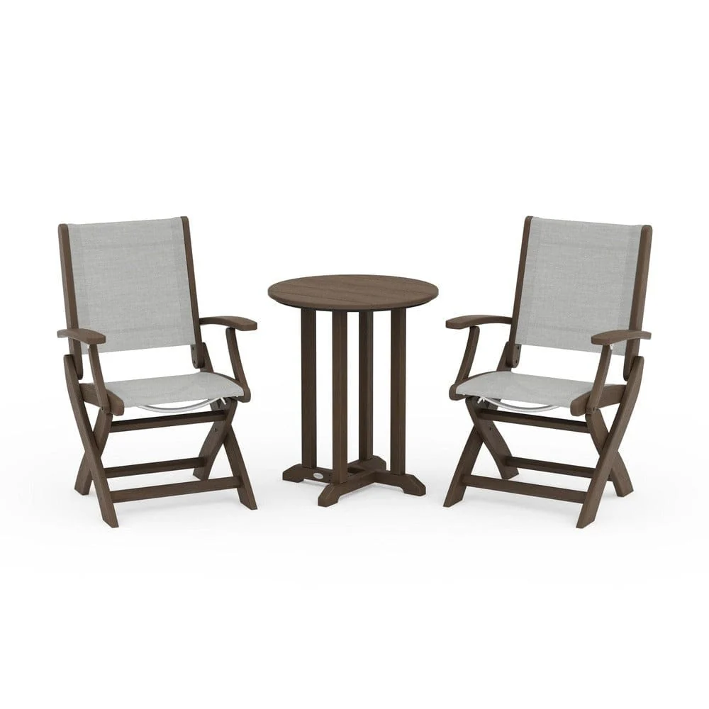 POLYWOOD® - Coastal Folding 3-Piece Round Bistro Dining Set - PWS1295 - Image 112