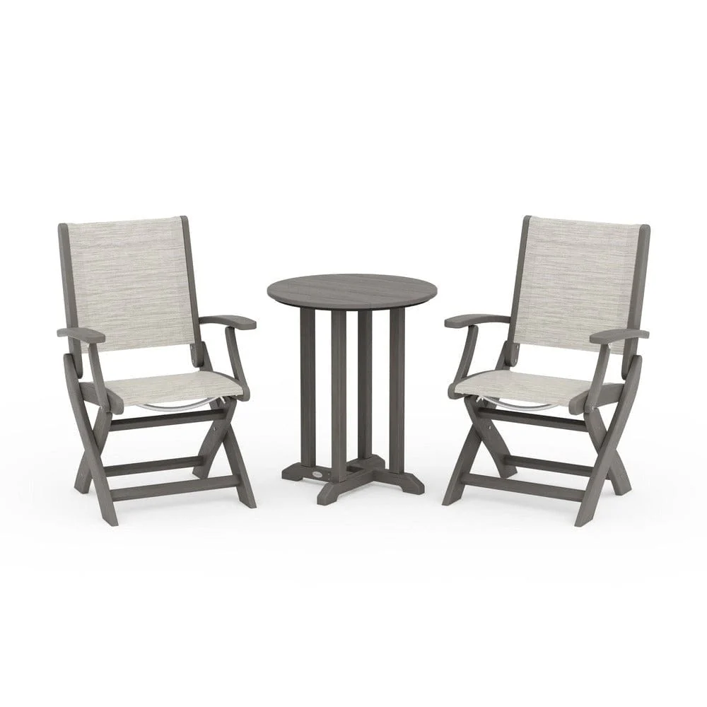 POLYWOOD® - Coastal Folding 3-Piece Round Bistro Dining Set - PWS1295 - Image 115