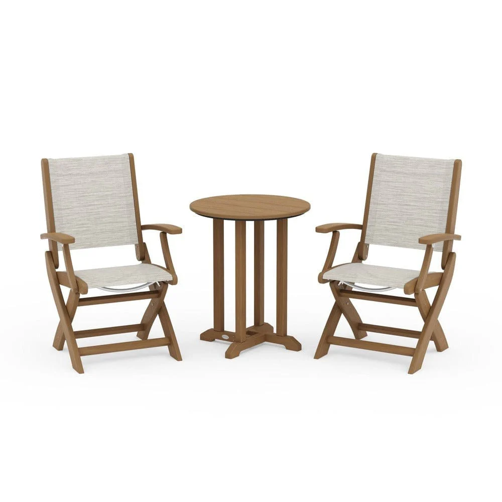POLYWOOD® - Coastal Folding 3-Piece Round Bistro Dining Set - PWS1295 - Image 116