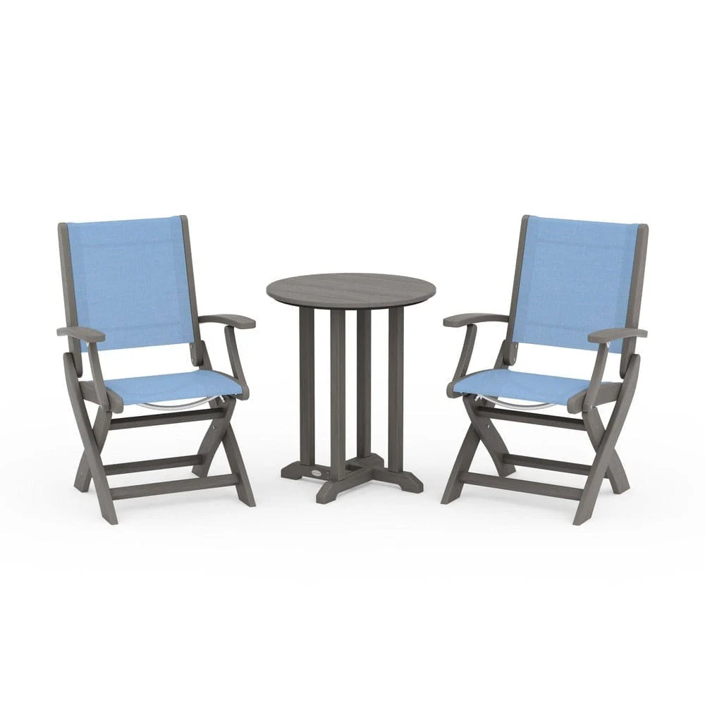 POLYWOOD® - Coastal Folding 3-Piece Round Bistro Dining Set - PWS1295 - Image 118