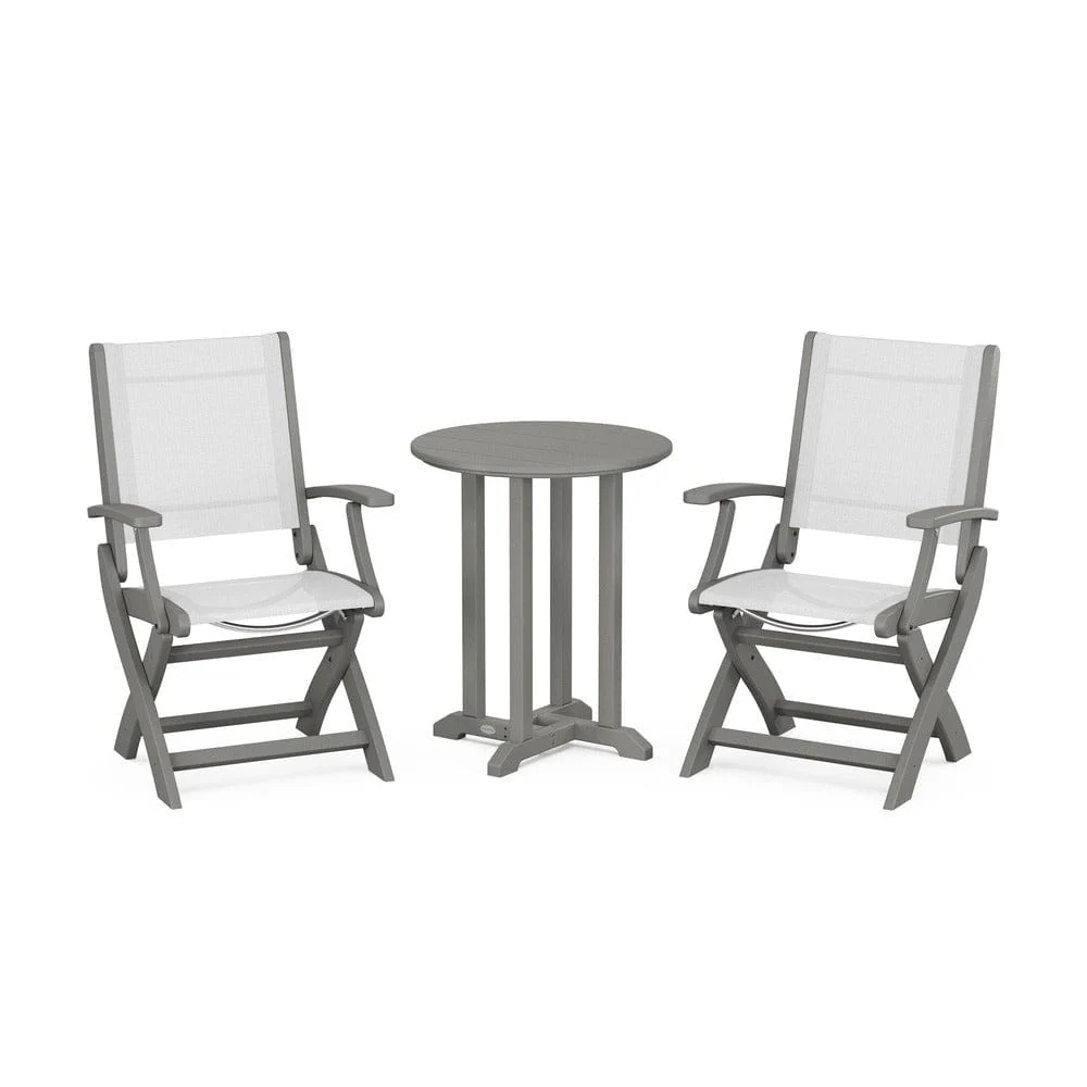 POLYWOOD® - Coastal Folding 3-Piece Round Bistro Dining Set - PWS1295 - Image 17