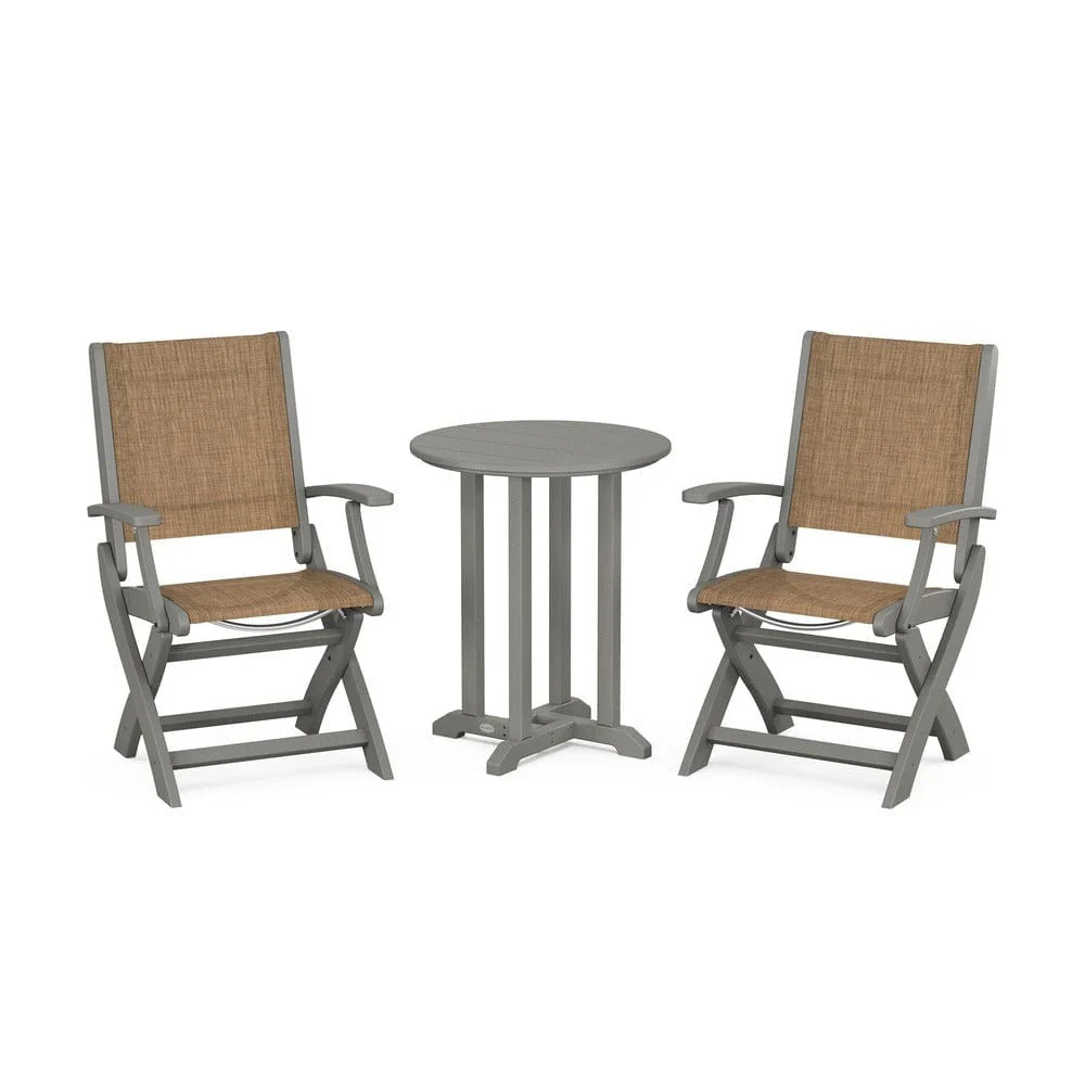 POLYWOOD® - Coastal Folding 3-Piece Round Bistro Dining Set - PWS1295 - Image 40