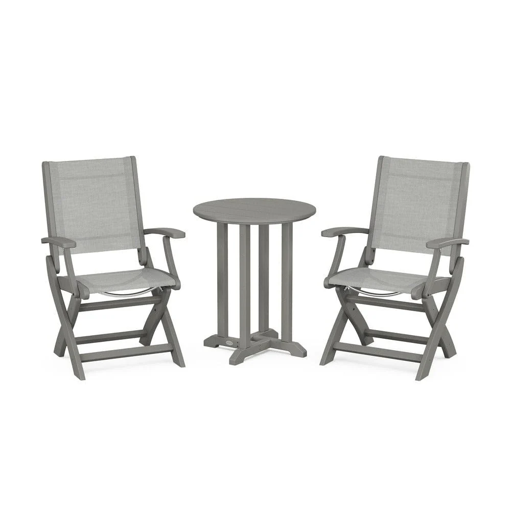 POLYWOOD® - Coastal Folding 3-Piece Round Bistro Dining Set - PWS1295 - Image 55