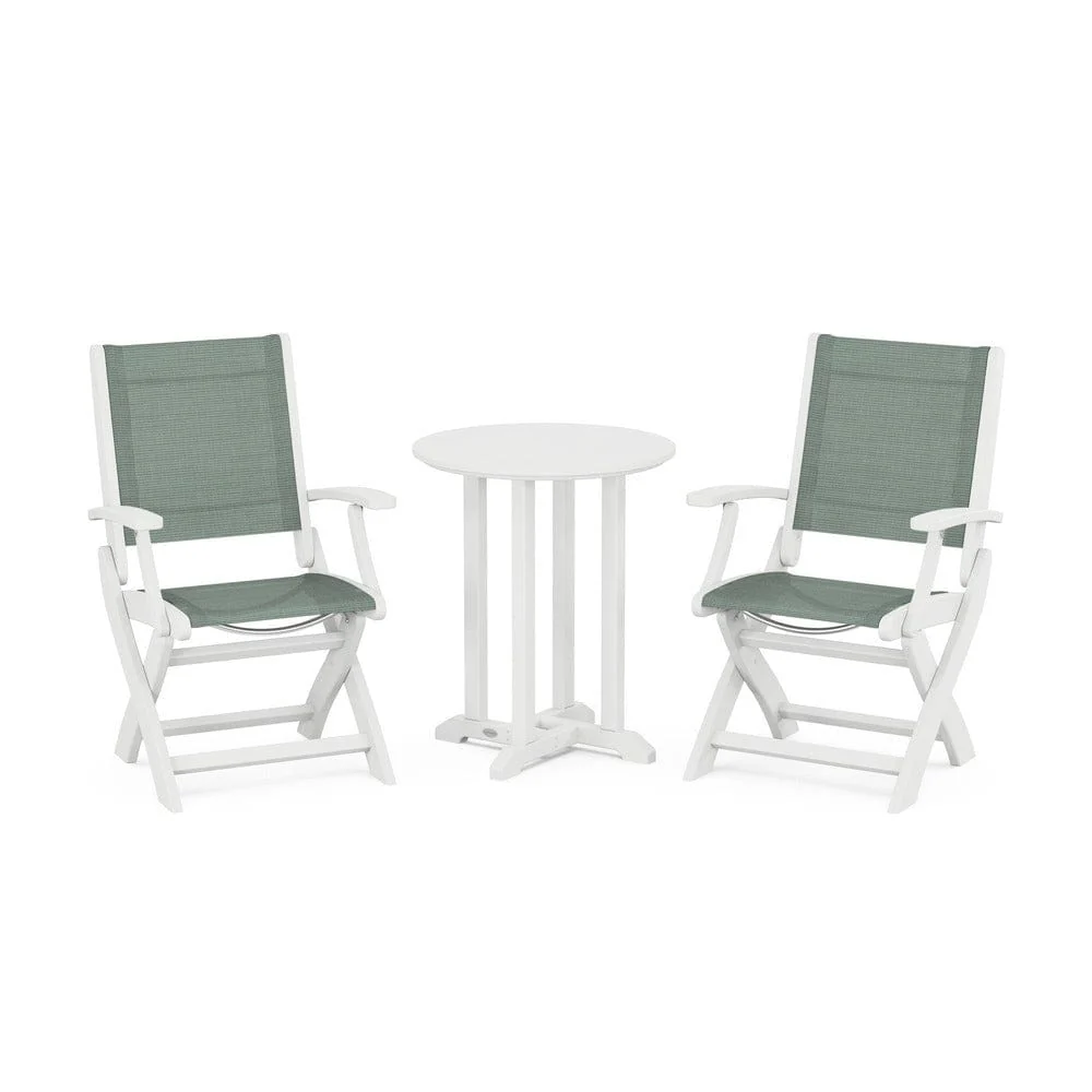 POLYWOOD® - Coastal Folding 3-Piece Round Bistro Dining Set - PWS1295 - Image 7