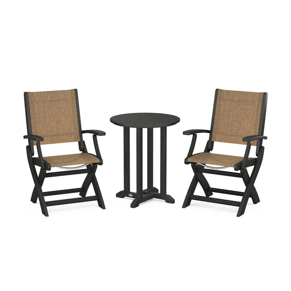 POLYWOOD® - Coastal Folding 3-Piece Round Bistro Dining Set - PWS1295 - Image 85