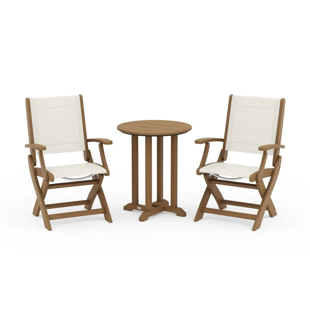 POLYWOOD® - Coastal Folding 3-Piece Round Bistro Dining Set - PWS1295 - Image 95