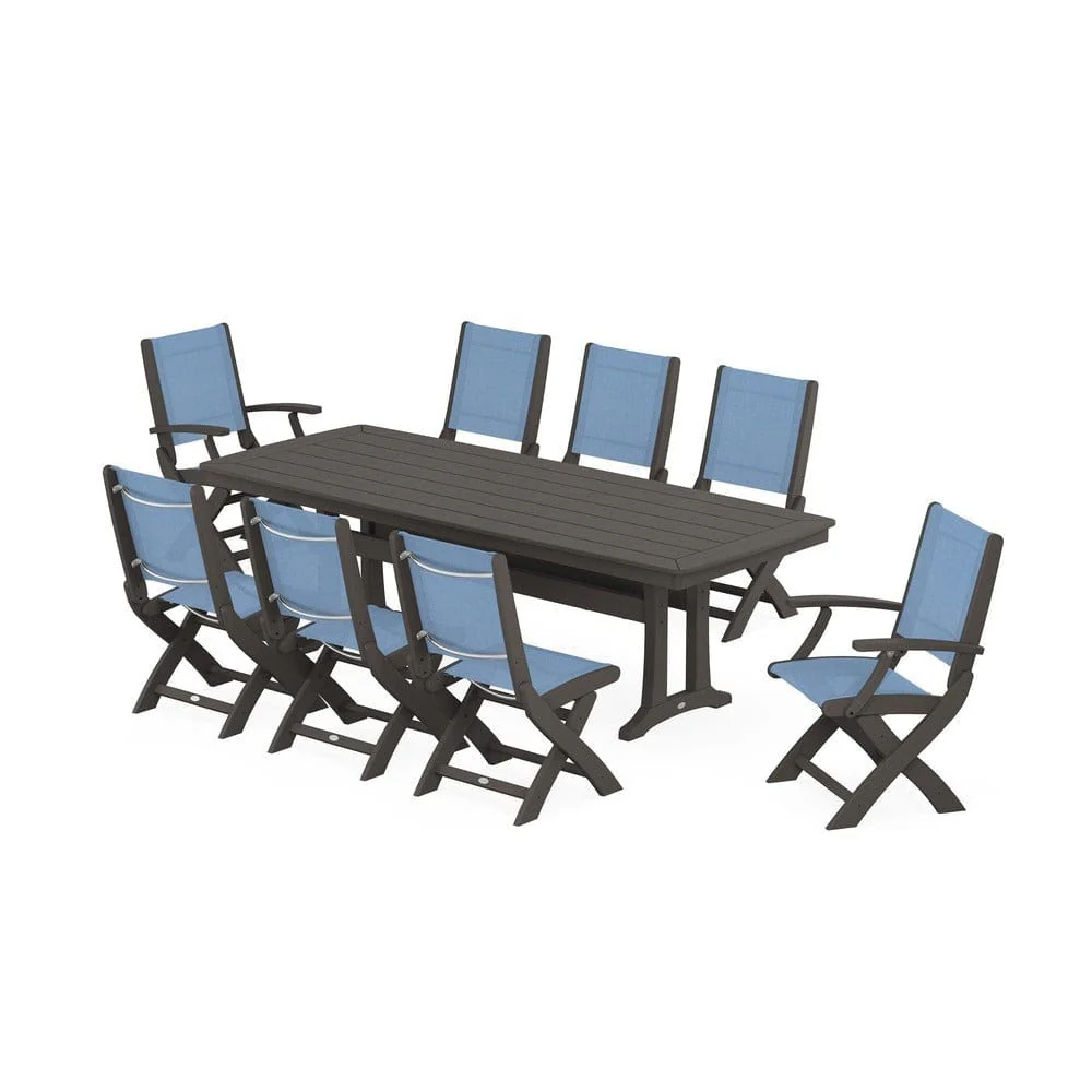 POLYWOOD® - Coastal Folding 9-Piece Dining Set with Trestle Legs - PWS1501 - Image 10