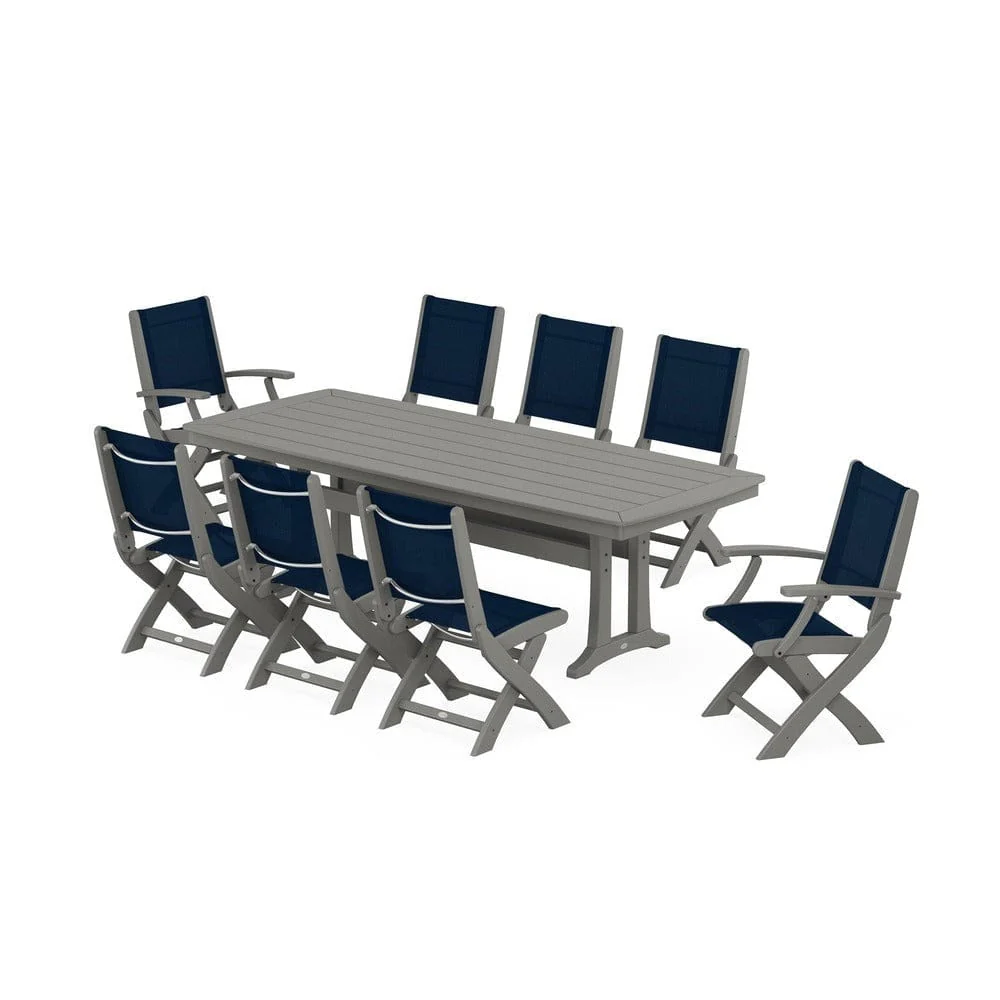 POLYWOOD® - Coastal Folding 9-Piece Dining Set with Trestle Legs - PWS1501 - Image 102
