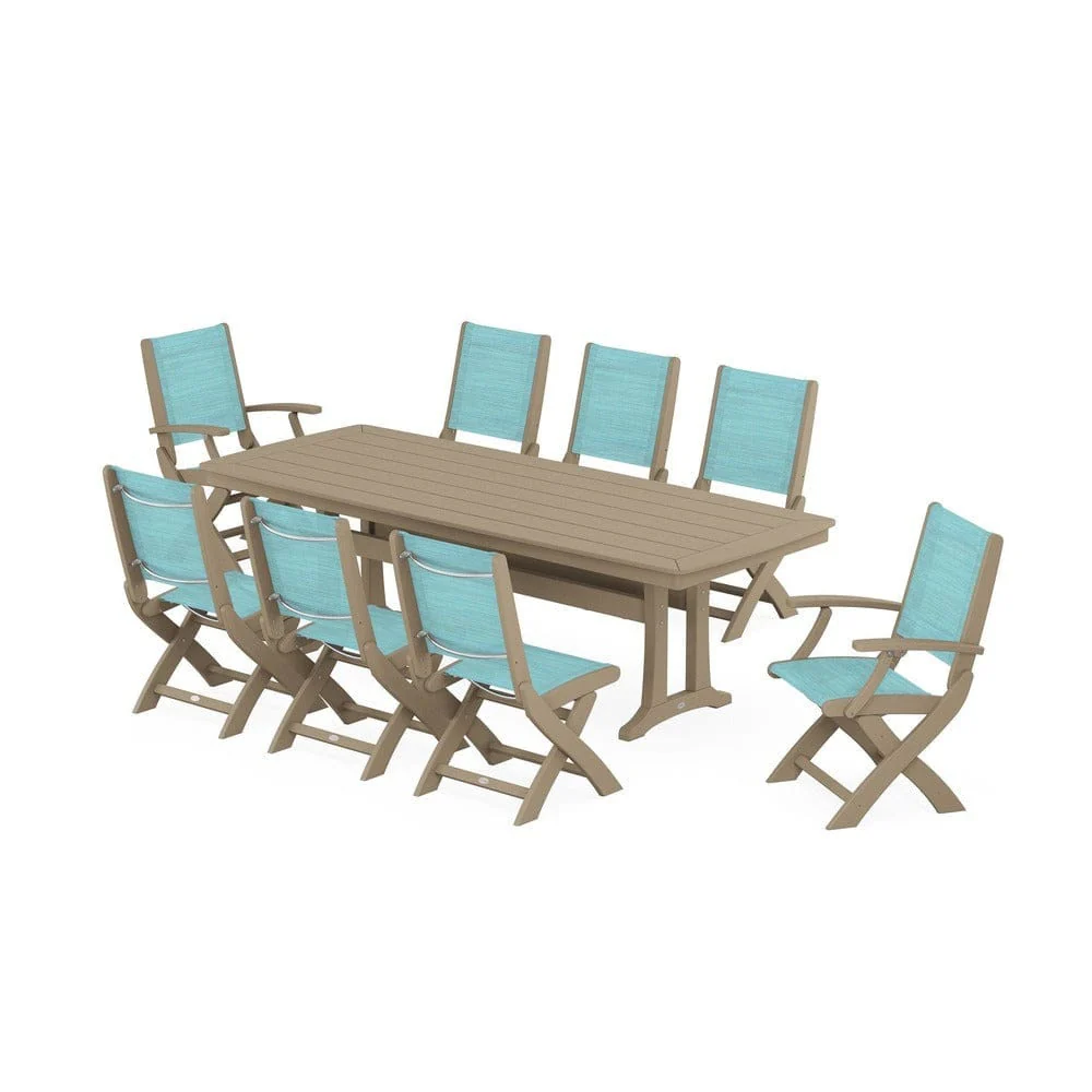 POLYWOOD® - Coastal Folding 9-Piece Dining Set with Trestle Legs - PWS1501 - Image 105