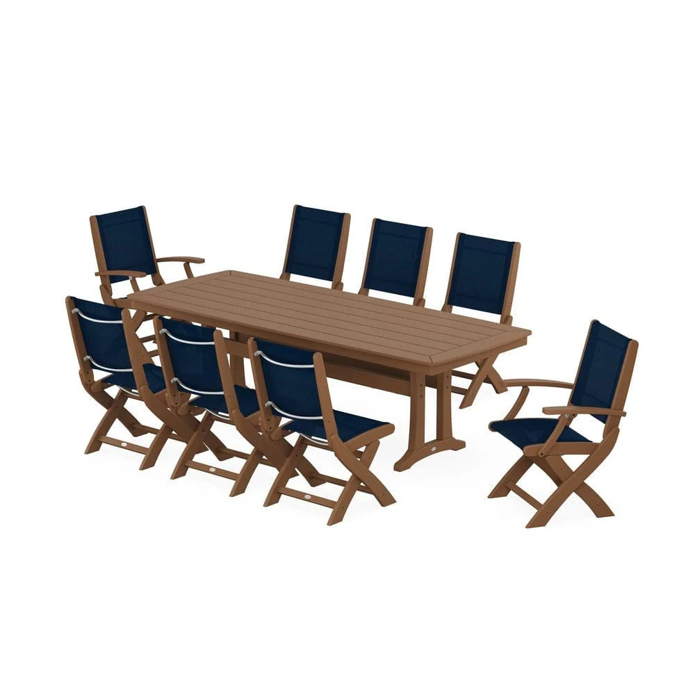 POLYWOOD® - Coastal Folding 9-Piece Dining Set with Trestle Legs - PWS1501 - Image 110