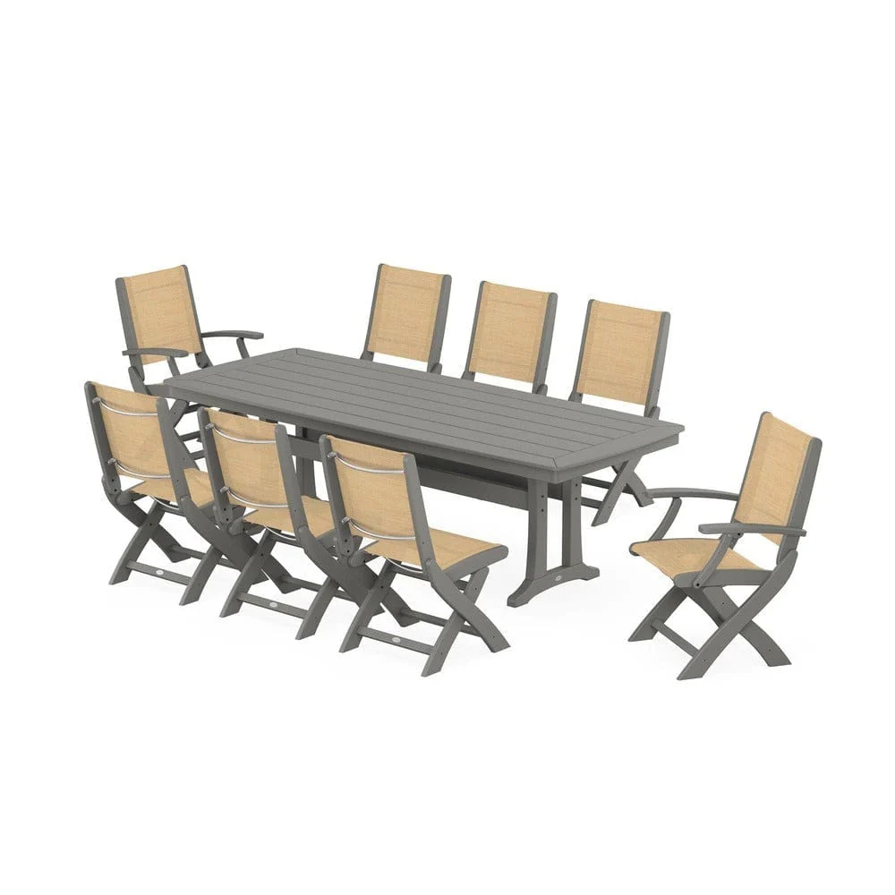 POLYWOOD® - Coastal Folding 9-Piece Dining Set with Trestle Legs - PWS1501 - Image 112