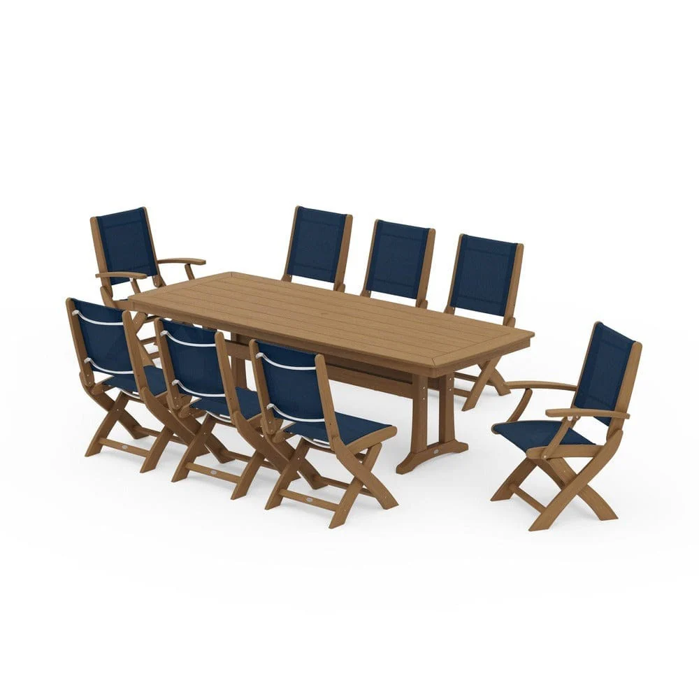 POLYWOOD® - Coastal Folding 9-Piece Dining Set with Trestle Legs - PWS1501 - Image 137