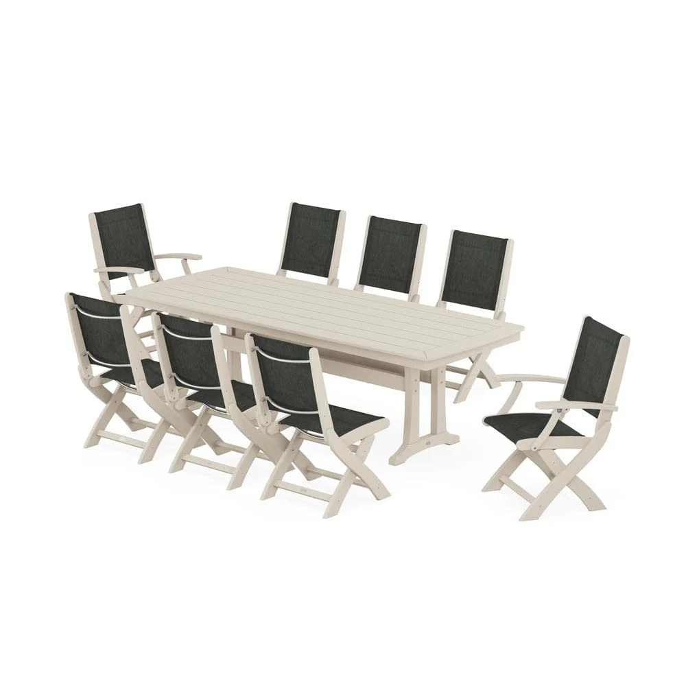 POLYWOOD® - Coastal Folding 9-Piece Dining Set with Trestle Legs - PWS1501 - Image 14