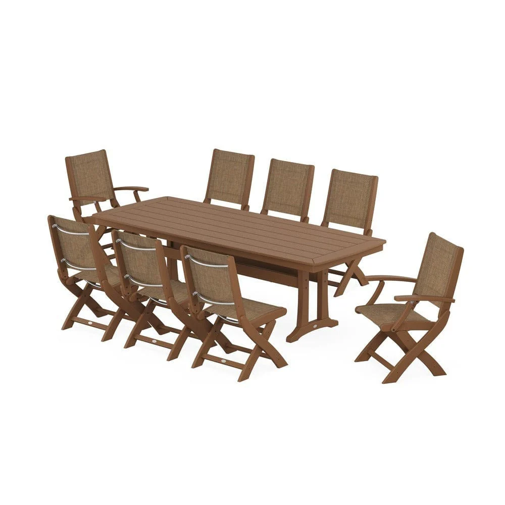 POLYWOOD® - Coastal Folding 9-Piece Dining Set with Trestle Legs - PWS1501 - Image 16