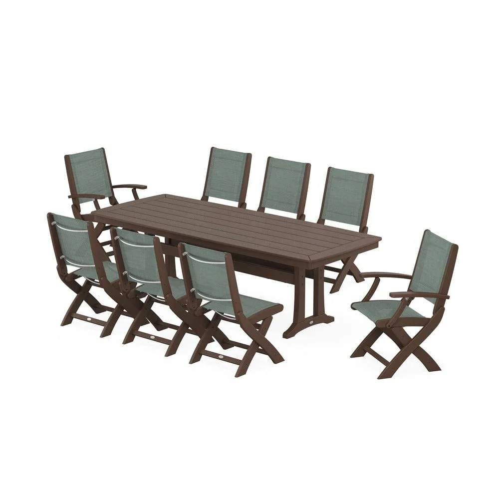 POLYWOOD® - Coastal Folding 9-Piece Dining Set with Trestle Legs - PWS1501 - Image 24