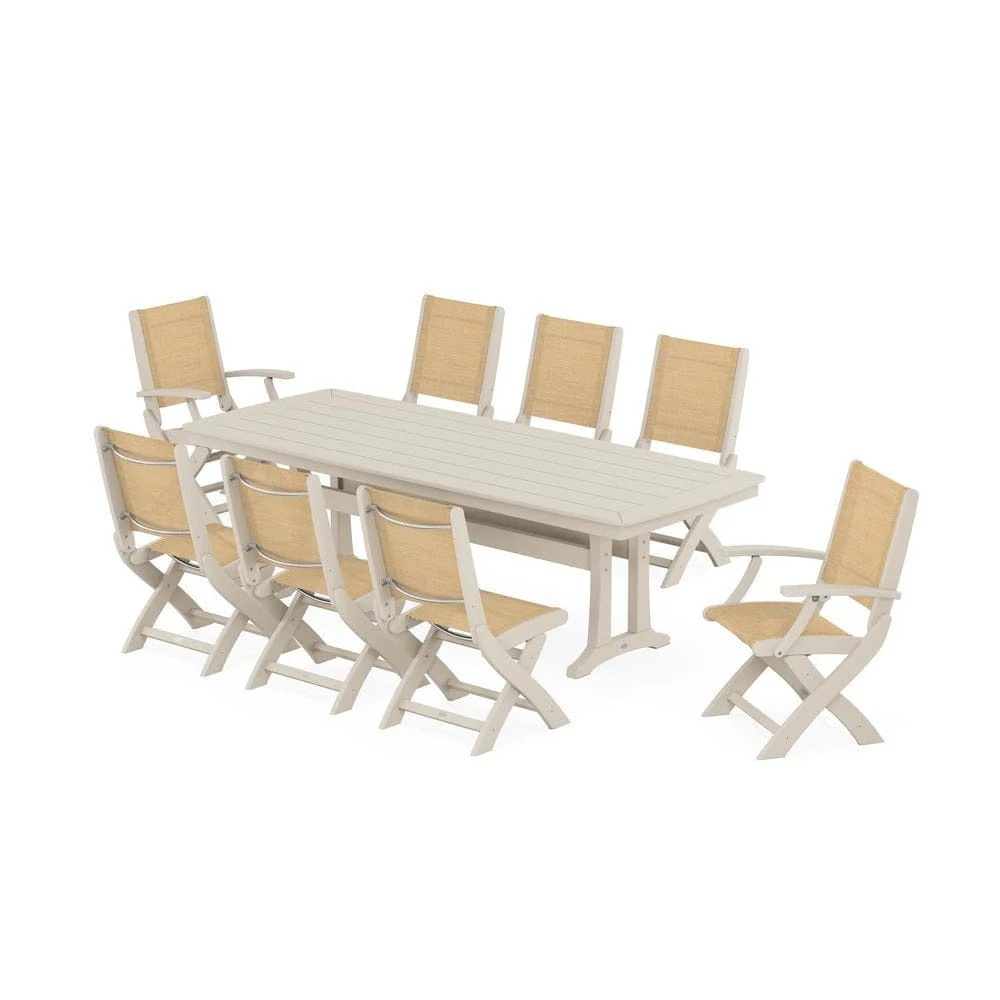 POLYWOOD® - Coastal Folding 9-Piece Dining Set with Trestle Legs - PWS1501 - Image 28