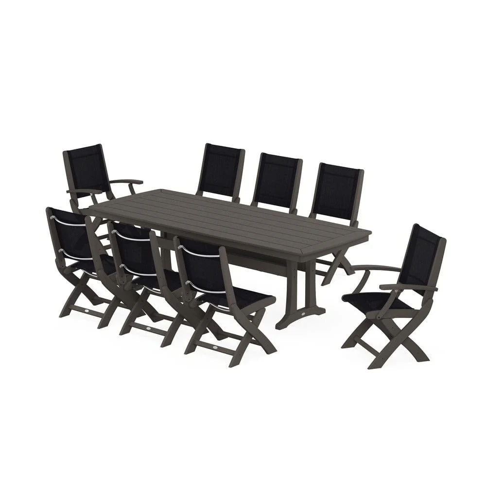 POLYWOOD® - Coastal Folding 9-Piece Dining Set with Trestle Legs - PWS1501 - Image 29