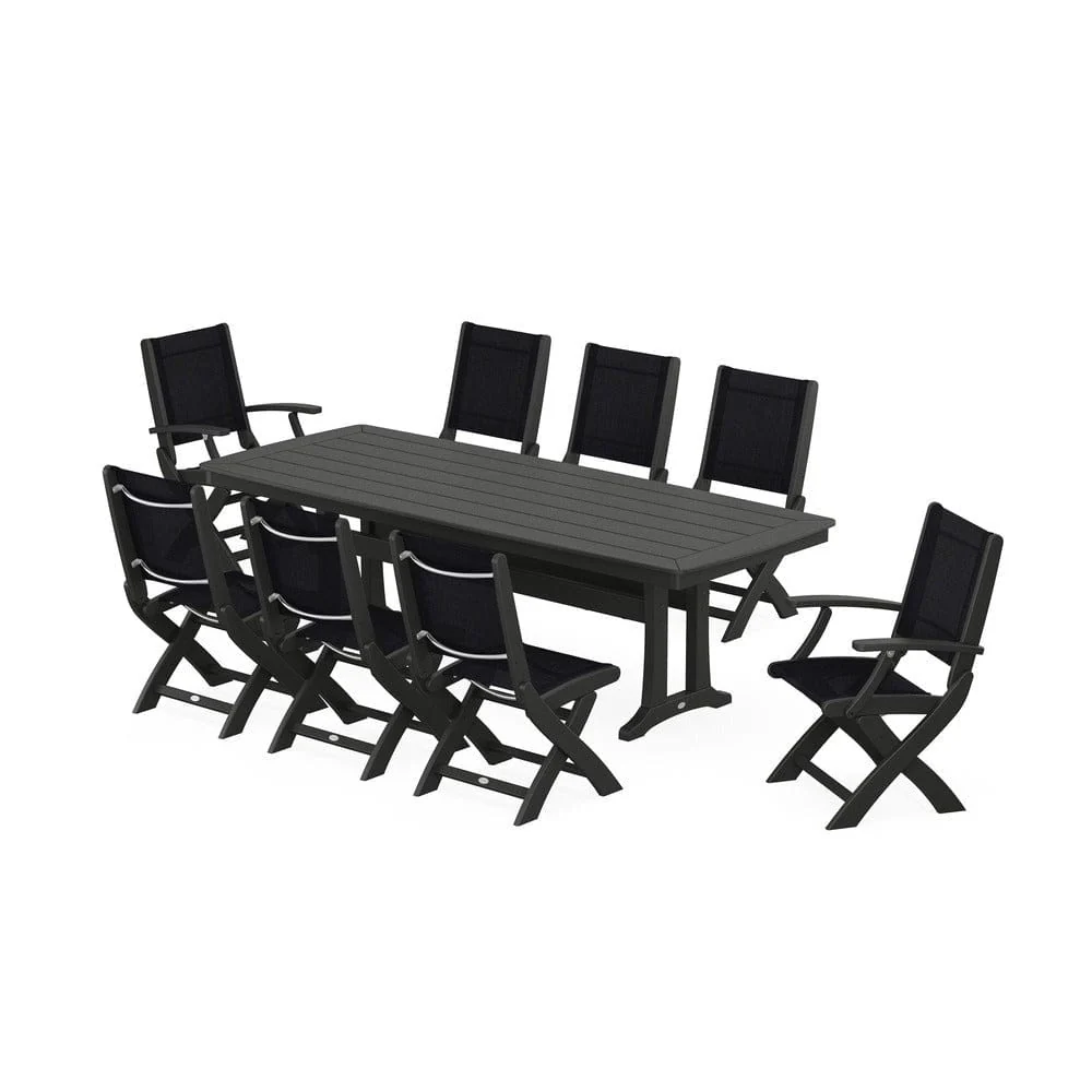 POLYWOOD® - Coastal Folding 9-Piece Dining Set with Trestle Legs - PWS1501 - Image 31