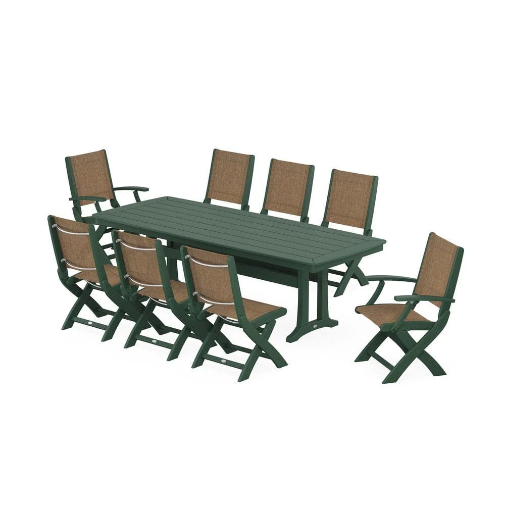POLYWOOD® - Coastal Folding 9-Piece Dining Set with Trestle Legs - PWS1501 - Image 34