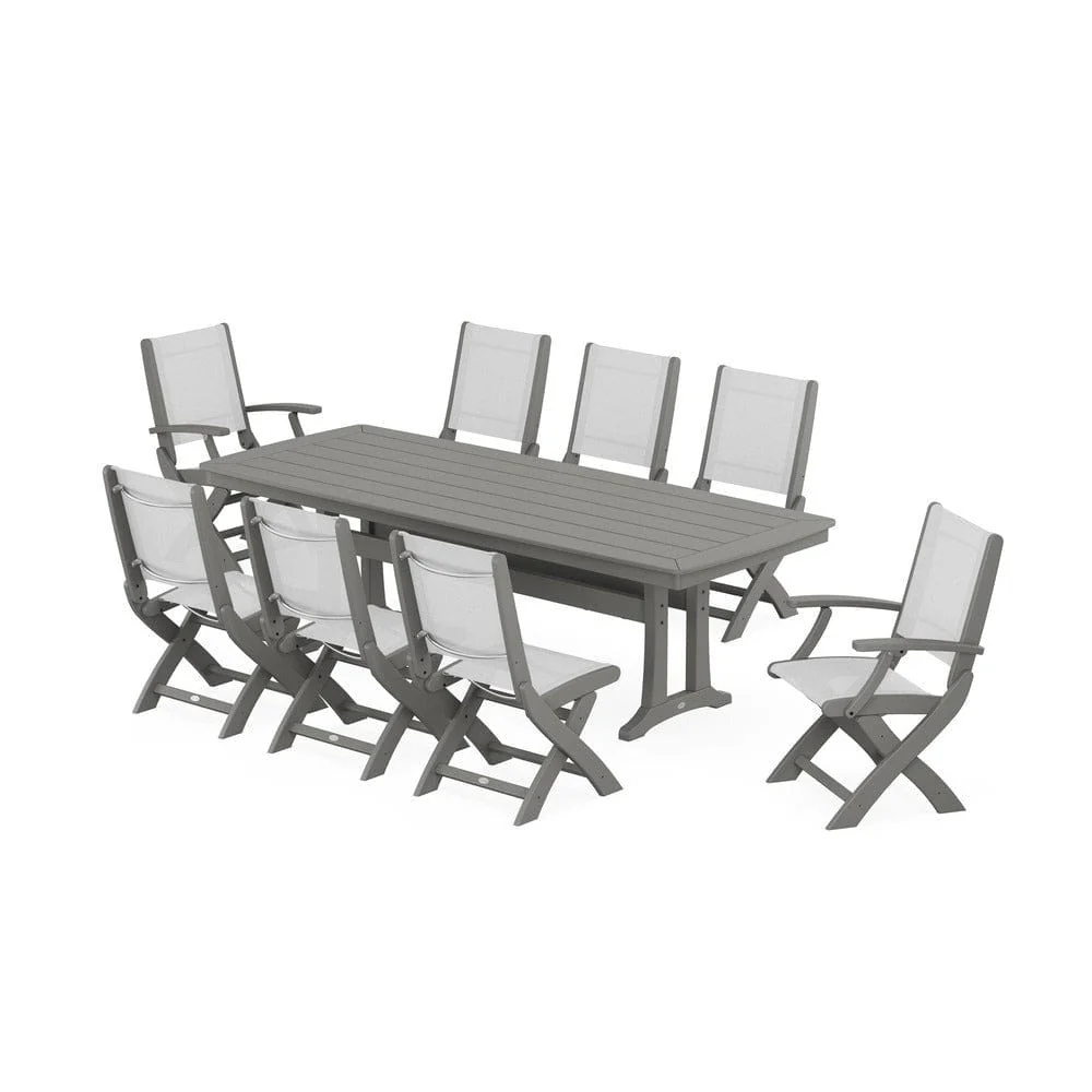 POLYWOOD® - Coastal Folding 9-Piece Dining Set with Trestle Legs - PWS1501 - Image 35