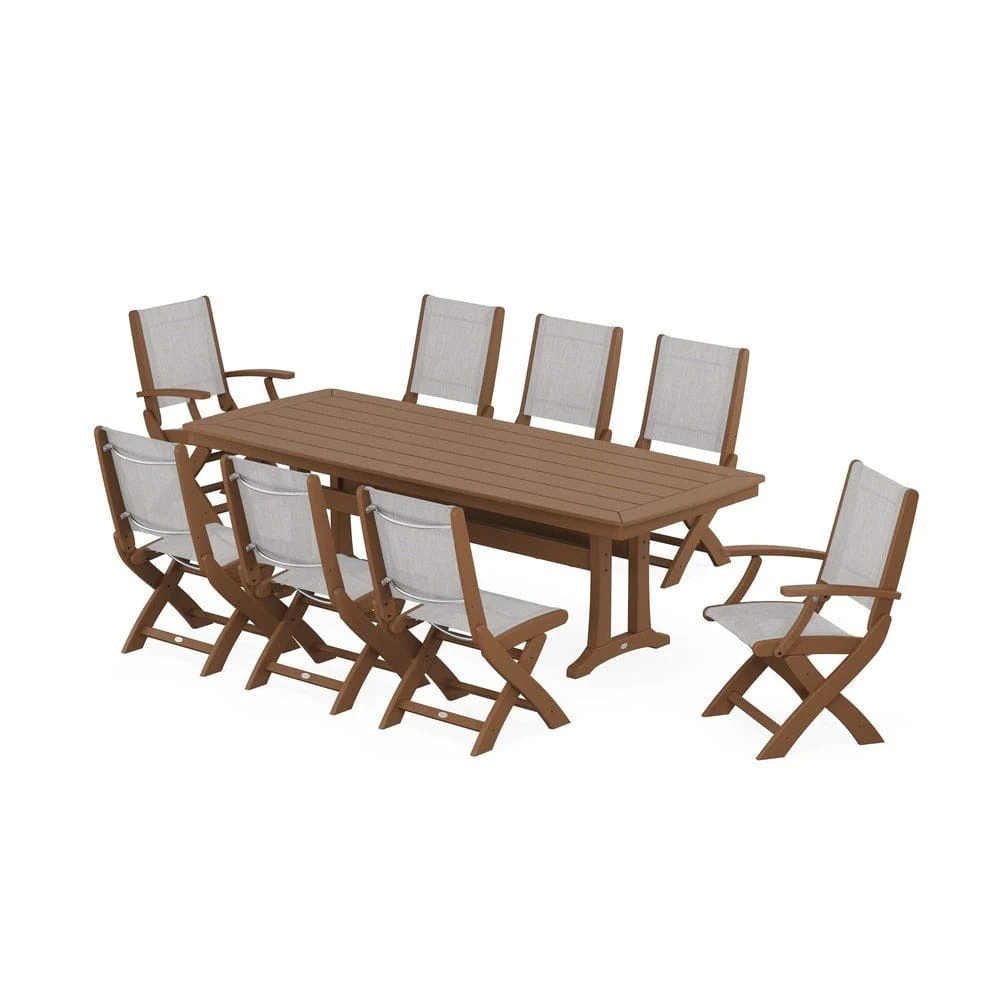 POLYWOOD® - Coastal Folding 9-Piece Dining Set with Trestle Legs - PWS1501 - Image 37