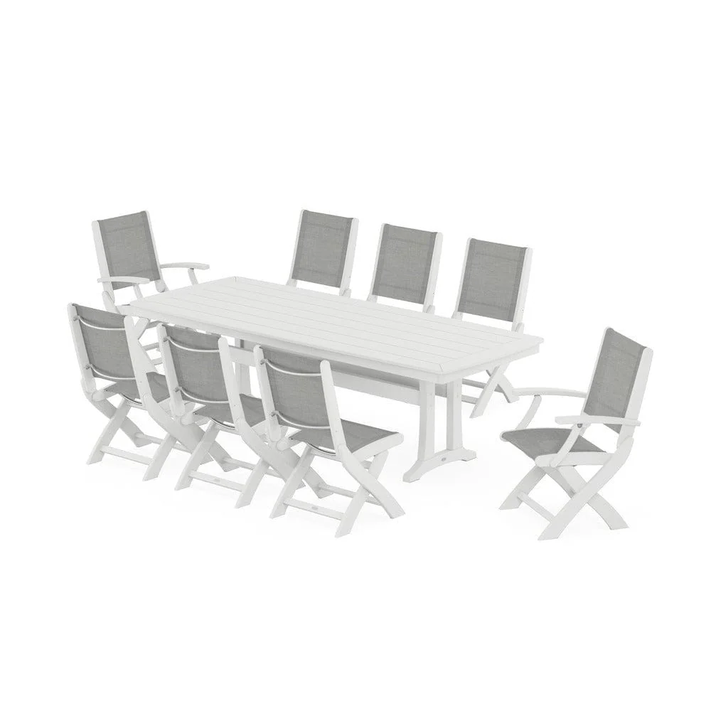 POLYWOOD® - Coastal Folding 9-Piece Dining Set with Trestle Legs - PWS1501 - Image 40