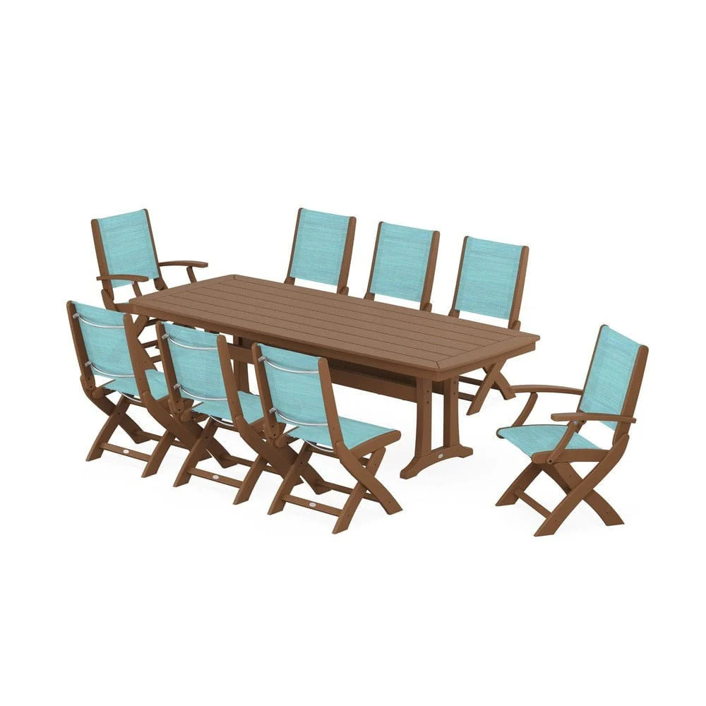 POLYWOOD® - Coastal Folding 9-Piece Dining Set with Trestle Legs - PWS1501 - Image 42