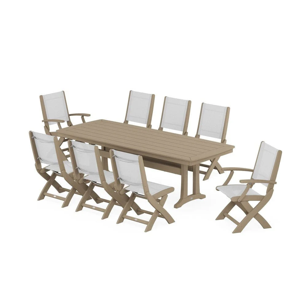 POLYWOOD® - Coastal Folding 9-Piece Dining Set with Trestle Legs - PWS1501 - Image 43
