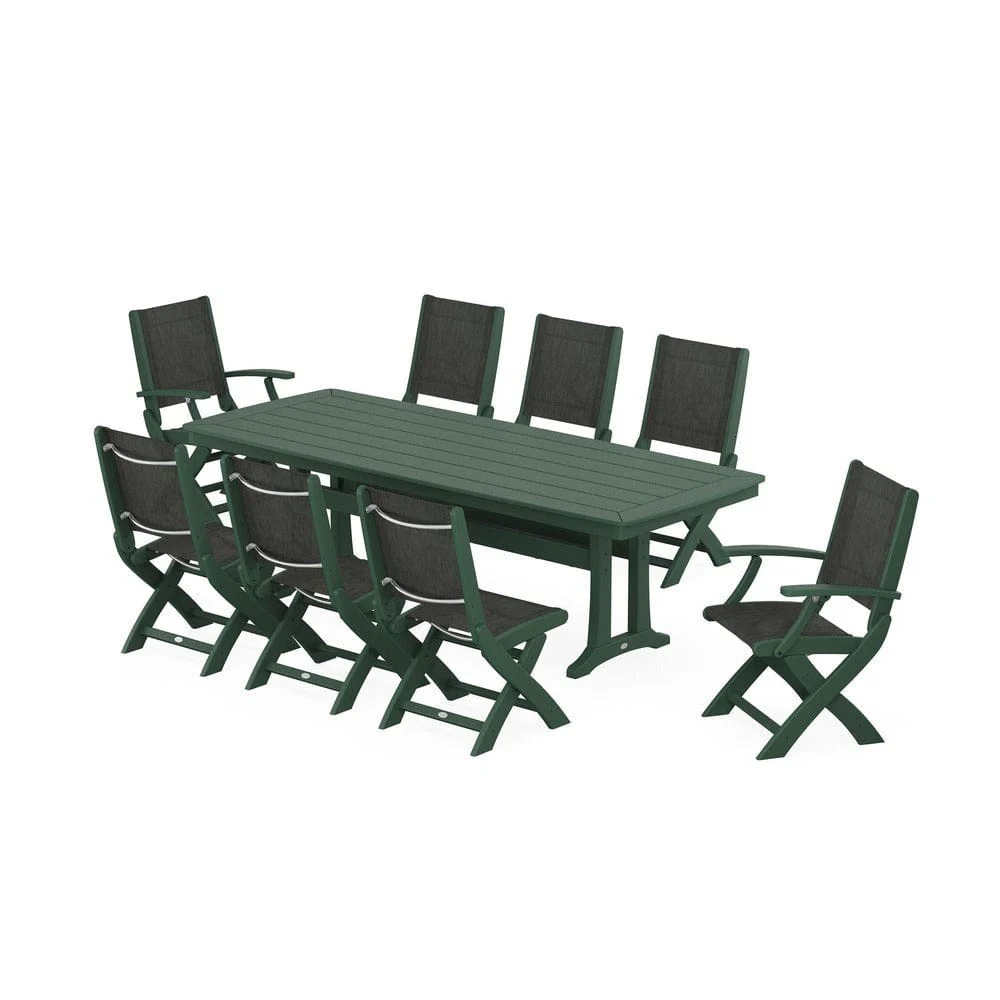 POLYWOOD® - Coastal Folding 9-Piece Dining Set with Trestle Legs - PWS1501 - Image 44