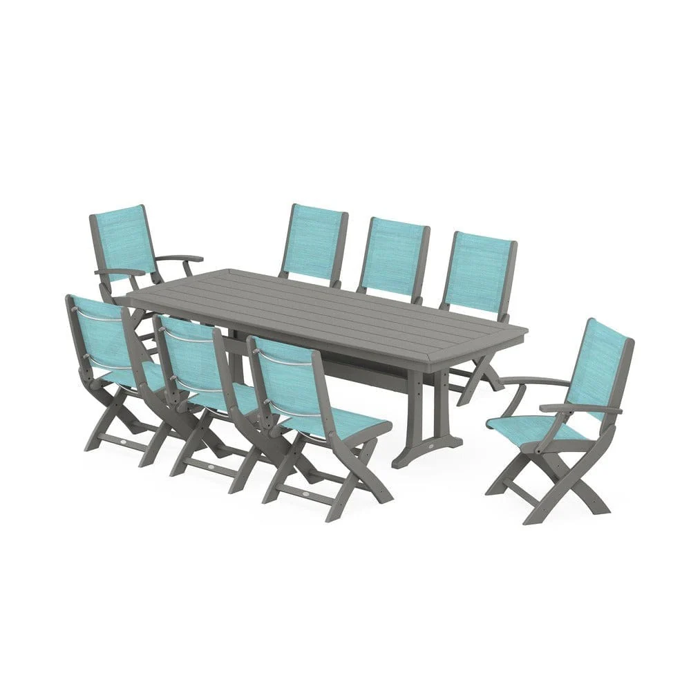 POLYWOOD® - Coastal Folding 9-Piece Dining Set with Trestle Legs - PWS1501 - Image 54