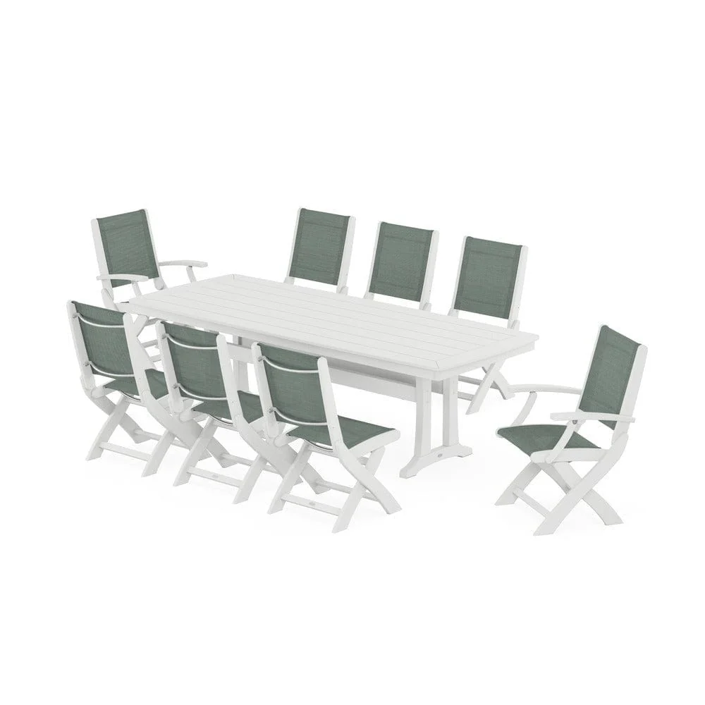 POLYWOOD® - Coastal Folding 9-Piece Dining Set with Trestle Legs - PWS1501 - Image 55