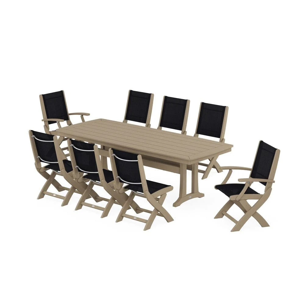 POLYWOOD® - Coastal Folding 9-Piece Dining Set with Trestle Legs - PWS1501 - Image 59