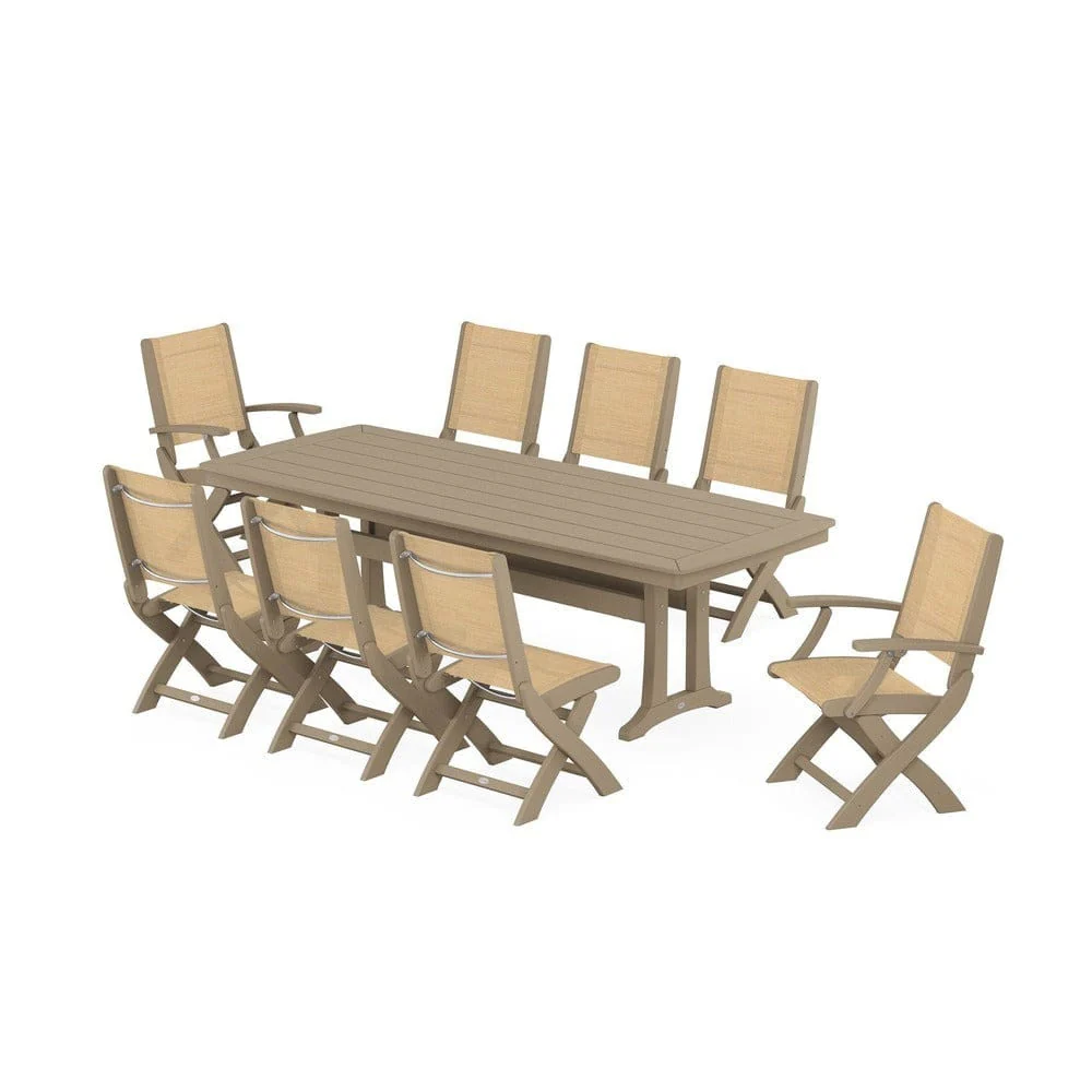 POLYWOOD® - Coastal Folding 9-Piece Dining Set with Trestle Legs - PWS1501 - Image 63