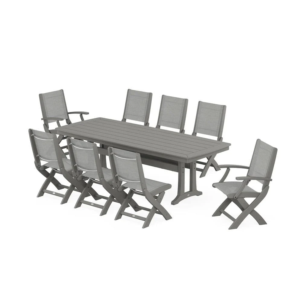 POLYWOOD® - Coastal Folding 9-Piece Dining Set with Trestle Legs - PWS1501 - Image 65