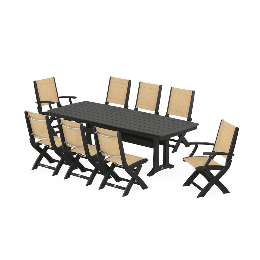 POLYWOOD® - Coastal Folding 9-Piece Dining Set with Trestle Legs - PWS1501 - Image 70